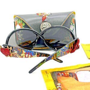 Vintage Y2K ED HARDY Sunglasses Swarovski Crystals Pinup Devil Geisha